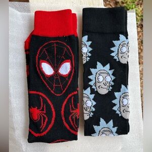 🆕Marvel and Rick & Morty Themed Socks - Red and Black NWOT